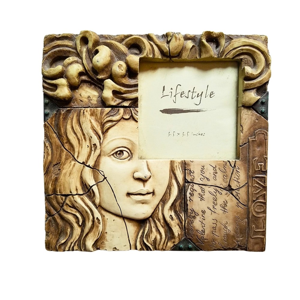 Vintage Renaissance Surrealism 3D Tabletop Picture Frame 3.5" x 3.5" RARE